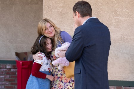 Ellen Pompeo, Mark Duplass and Imogen Faith Reid in 'Good American Family'