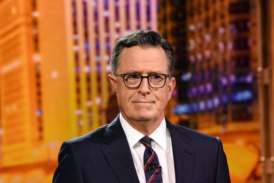 The Late Show with Stephen Colbert during Monday’s August 19, 2024 show. Photo: Scott Kowalchyk/CBS ©2024 CBS Broadcasting Inc. All Rights Reserved.