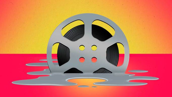 Film reel melting into the ground