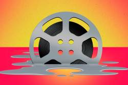 Film reel melting into the ground