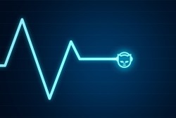 A heart rate monitor with the Napster logo