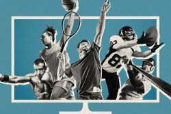 Athletes inside of a TV