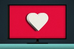 A TV with a heart coming out of the screen